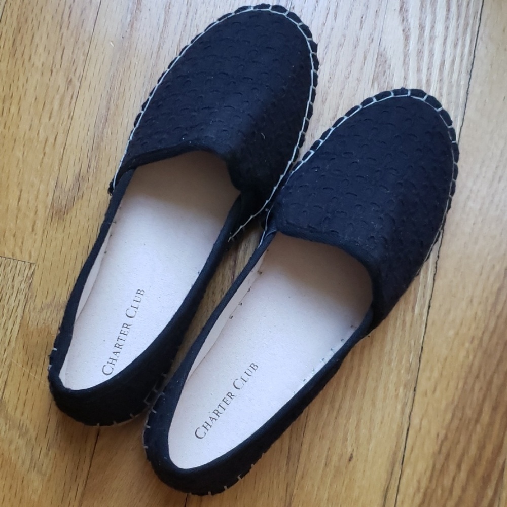 NWOT Charter Club black espadrille flats size 7.5